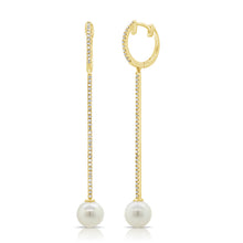 14K GOLD DIAMOND AND PEARL BRYNA DROP EARRINGS