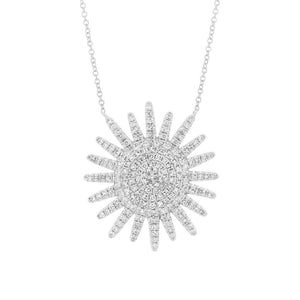Diamond Sunburst Necklace in 14k Gold (All Colors)