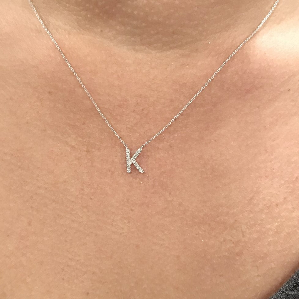 Name & Initial Necklace Sterling Silver 18