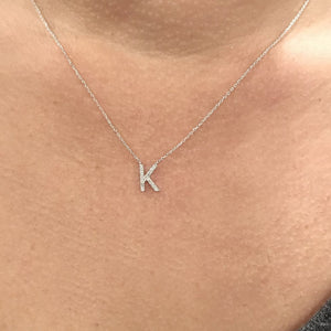 STERLING SILVER DIAMOND INITIAL NECKLACE