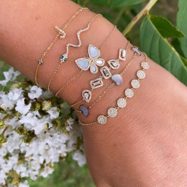 14K GOLD DIAMOND AND MOTHER OF PEARL HEIDI BUTTERFLY BRACELET