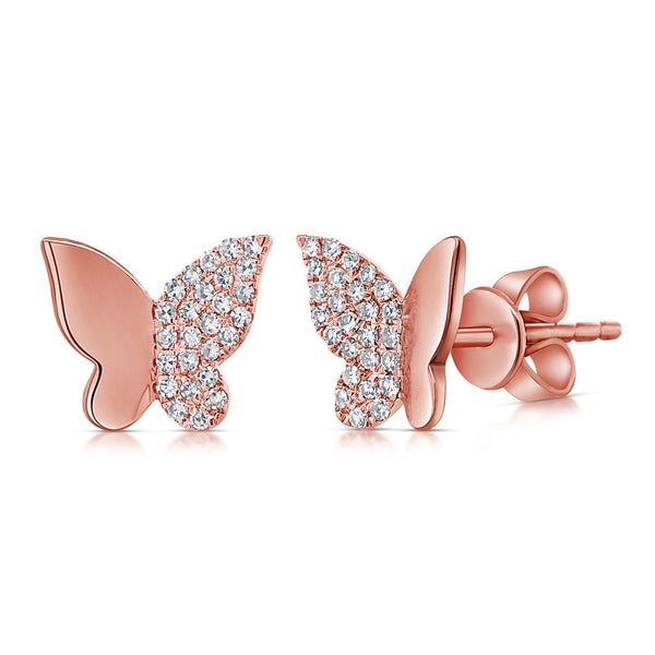 14K GOLD DIAMOND SMALL ROSALIE BUTTERFLY STUDS