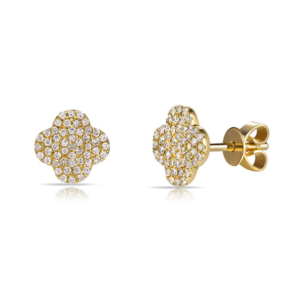 14K GOLD DIAMOND MEDIUM SARICA CLOVER STUDS