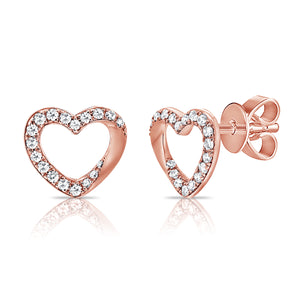 14K GOLD DIAMOND HAVANNAH HEART STUDS