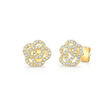 14K GOLD DIAMOND SMALL CAMELLIA FLOWER STUDS