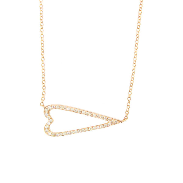 14K GOLD DIAMOND HENRIETTA HEART NECKLACE (ALL COLORS)