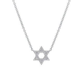 14K GOLD DIAMOND JEWISH STAR NECKLACE