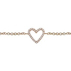 Diamond Cutout Heart Bracelet in 14k Gold