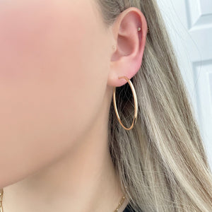 14K GOLD 2MM 1.25" HOOPS