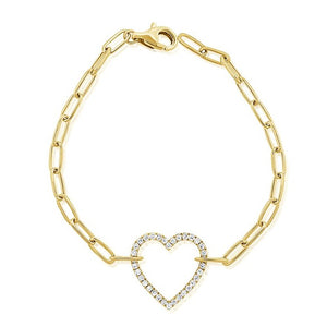 14K GOLD DIAMOND LESLIE HEART BRACELET