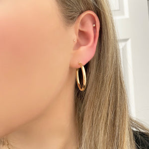 14K GOLD 3MM 1" HOOPS