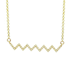 14K GOLD DIAMOND ZIGZAG BAR NECKLACE (ALL COLORS)