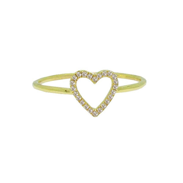 14K GOLD DIAMOND CUTOUT HEART RING (ALL COLORS)