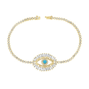 14K GOLD DIAMOND AND TURQUOISE EVIE EYE BRACELET