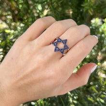 14K GOLD AND SAPPHIRE MAGEN DAVID RING