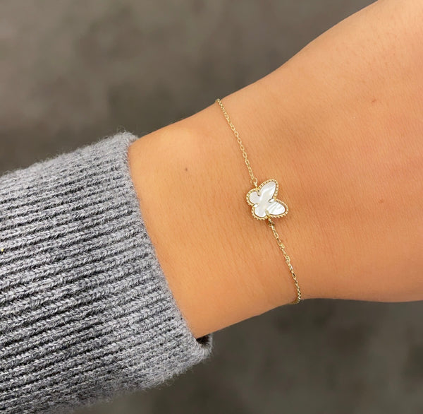 14K GOLD AND MOTHER OF PEARL KIMMY BUTTERFLY BRACELET