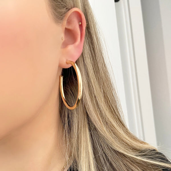 14K GOLD 4MM 1.5" HOOPS