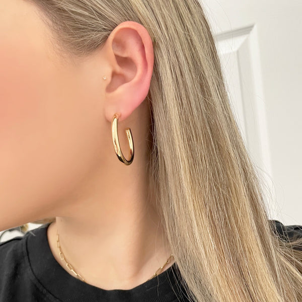 14K GOLD 4MM 1.25" HOOPS