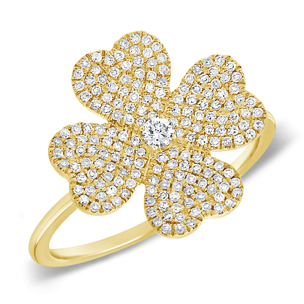 14K GOLD DIAMOND TORI FLOWER RING