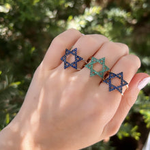 14K GOLD AND EMERALD MAGEN DAVID RING