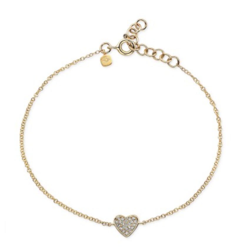 14K GOLD DIAMOND MINI HEART BRACELET (ALL COLORS)