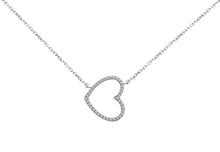 Sideways Heart Diamond Necklace in Sterling Silver