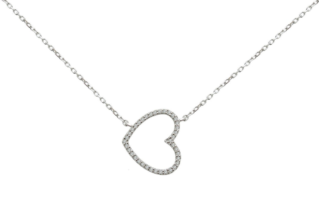 Dainty Sterling Silver Sideways Open Heart Necklace (16 Inches) : Claddagh  Gold: Clothing, Shoes & Jewelry - Amazon.com
