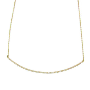 14K GOLD DIAMOND CURVED BAR NECKLACE (ALL COLORS)