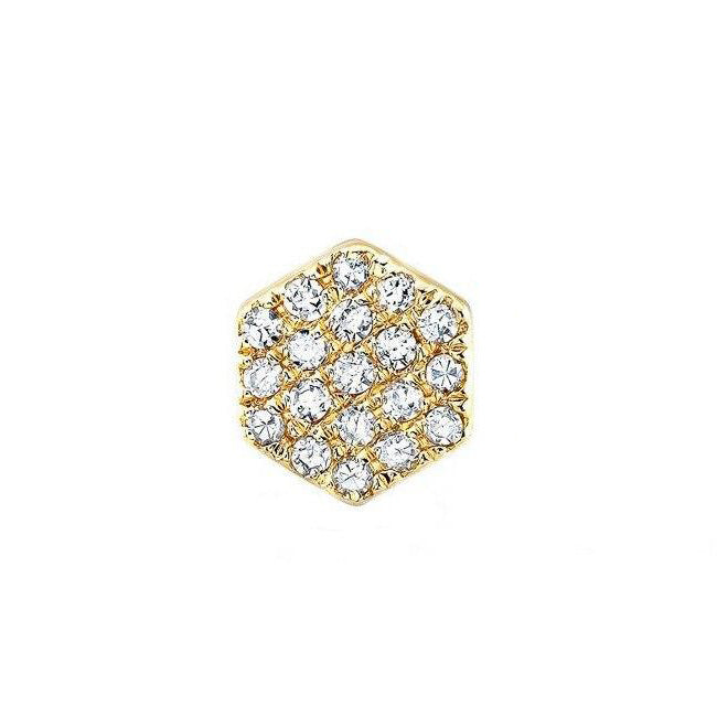 14K GOLD DIAMOND MINI HEXAGON STUDS