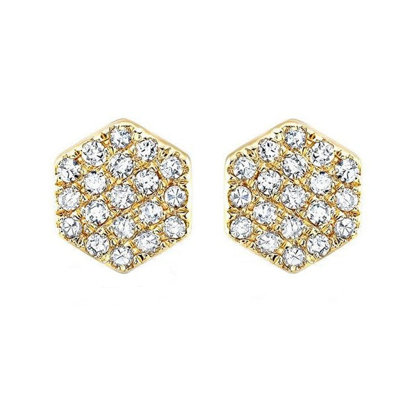 14K GOLD DIAMOND HEXAGON STUDS