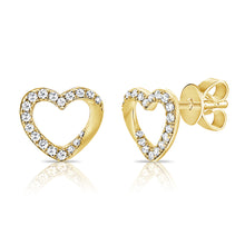 14K GOLD DIAMOND HAVANNAH HEART STUDS