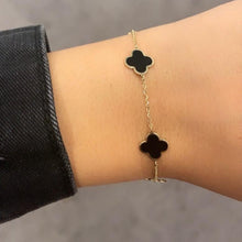 14K GOLD BLACK LARGE MEGAN CLOVER BRACELET