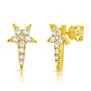 14k GOLD DIAMOND SHOOTING STAR STUDS