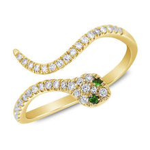 14K GOLD DIAMOND TSAVORITE SIA SNAKE RING