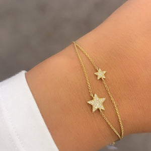 14K GOLD DIAMOND LEO DOUBLE STAR BRACELET