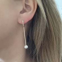 14K GOLD DIAMOND AND PEARL BRYNA DROP EARRINGS