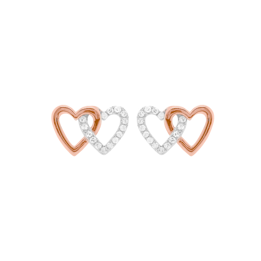 14K GOLD DIAMOND TOVA HEART EARRINGS