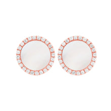 14K GOLD DIAMOND AND MOTHER OF PEARL LIELLE CIRCLE STUDS
