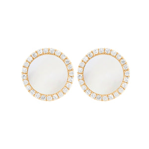 14K GOLD DIAMOND AND MOTHER OF PEARL LIELLE CIRCLE STUDS