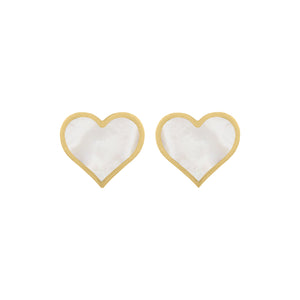 14K GOLD MOTHER OF PEARL LARGE MEGAN HEART STUDS