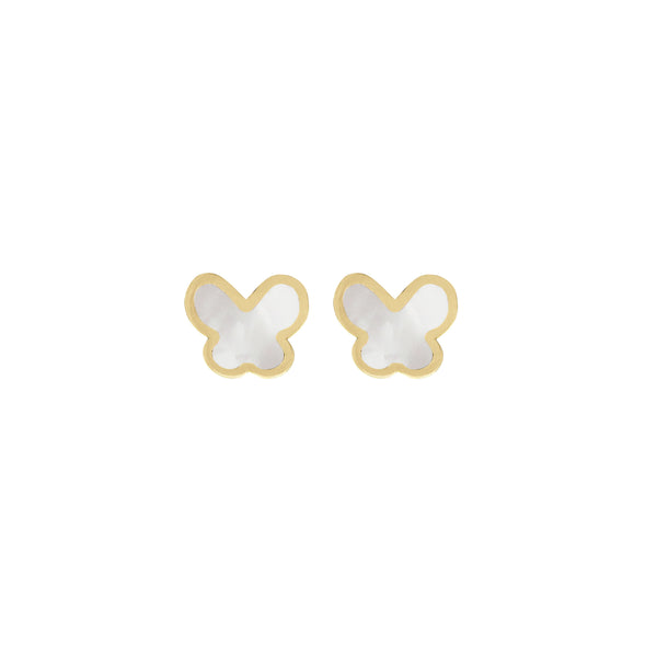14K GOLD WHITE SMALL MEGAN BUTTERFLY STUDS