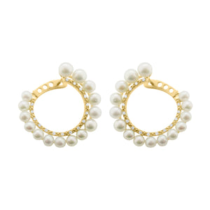 14K GOLD DIAMOND AND PEARL ADDIE EARRINGS