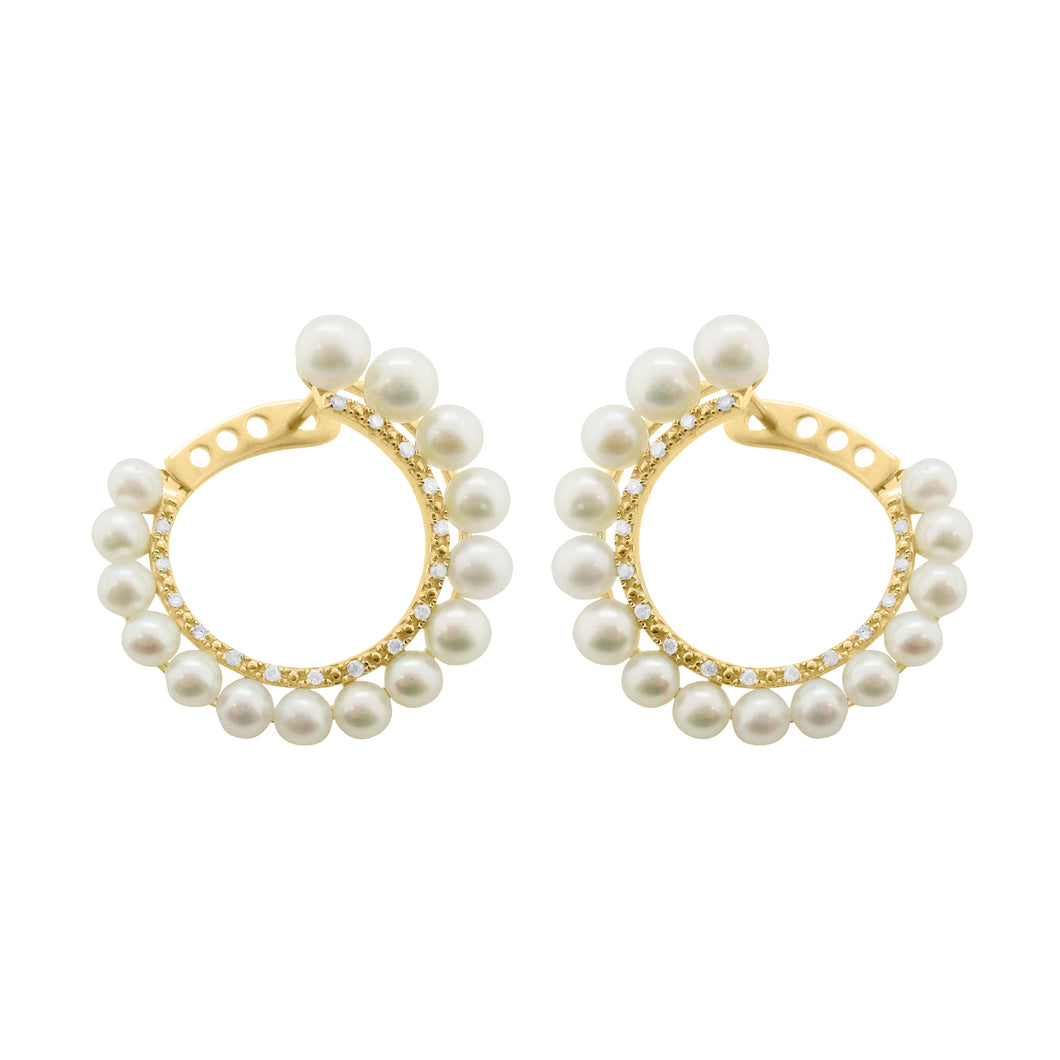 14K GOLD DIAMOND AND PEARL ADDIE EARRINGS