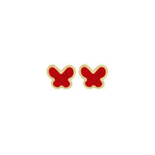 14K GOLD MEGAN SMALL RED BUTTERFLY STUDS