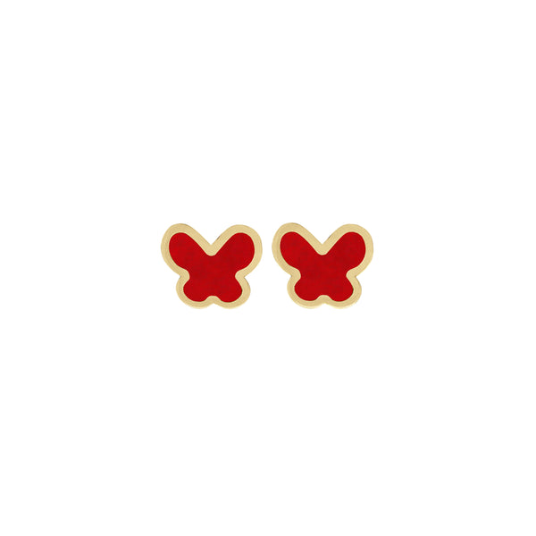 14K GOLD RED SMALL MEGAN BUTTERFLY STUDS