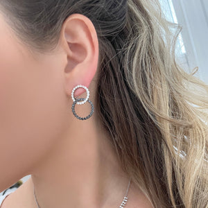 14K GOLD DIAMOND BLACK DIAMOND CHARLIE EARRINGS
