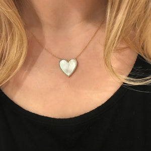 14K GOLD DIAMOND WHITE MOTHER OF PEARL LARGE HAILEY NECKLACE