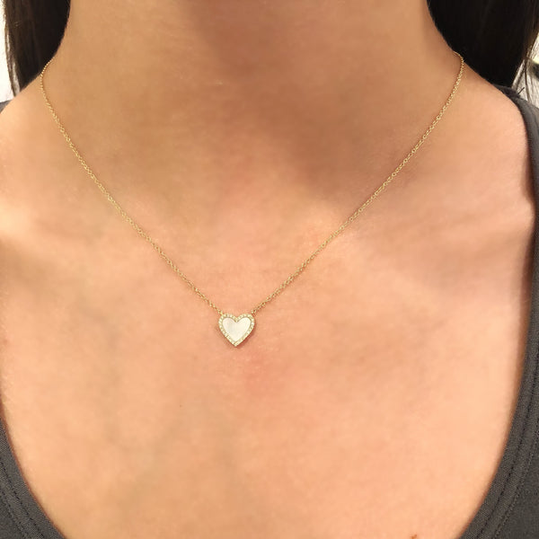 14K GOLD DIAMOND MOTHER OF PEARL SMALL HAILEY NECKLACE