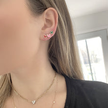 14K GOLD MEGAN SMALL PINK BUTTERFLY STUDS