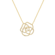 14K GOLD DIAMOND LARGE CAMILIA FLOWER NECKLACE